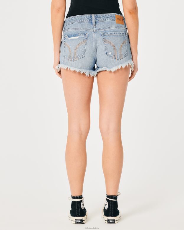 Bottoms Hollister Women Low-Rise Ripped Light Wash Denim Shorts 3\\ 48820543 Light Ripped Wash